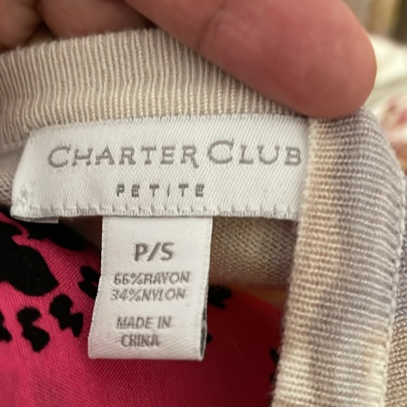 Charter Club Cardigan Sweater Yellow Roses size SP. used good condition. - Picture 3 of 5